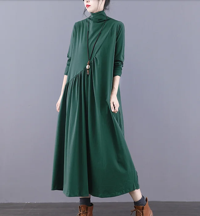 Loose Plus Size Dress Knit Women Autumn Spring Fashion Long Sleeve Dresses JT20952