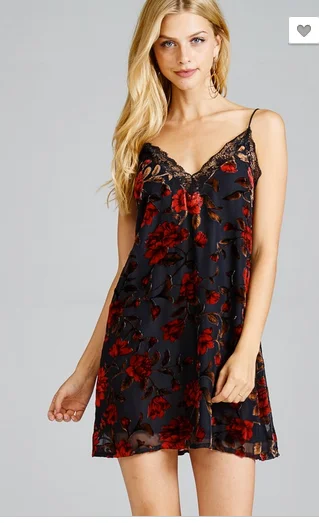 BURNOUT VELVET SLIP DRESS