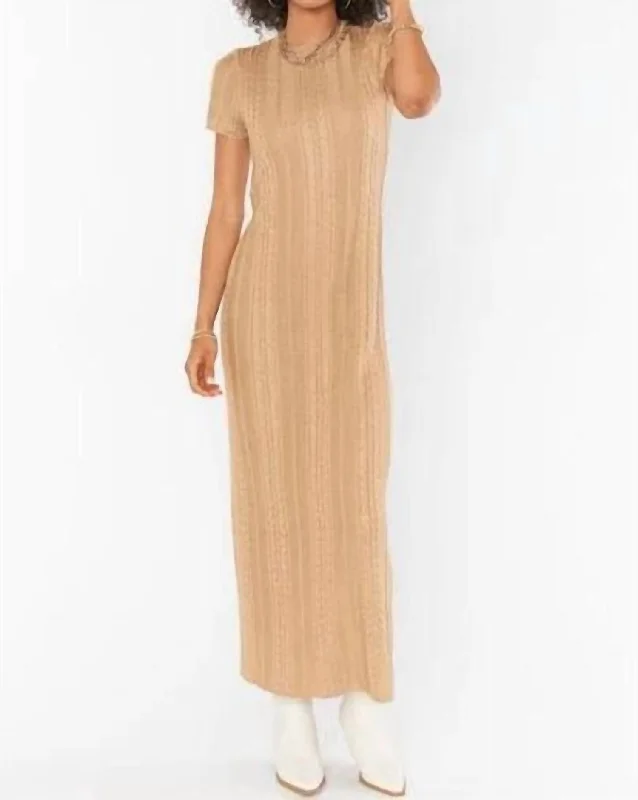 Valleta Midi Dress In Gold Shimmer Knit