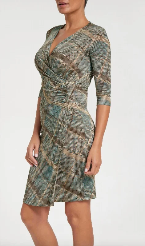 Printed Marine Dress In Reptile Print Beige Multi