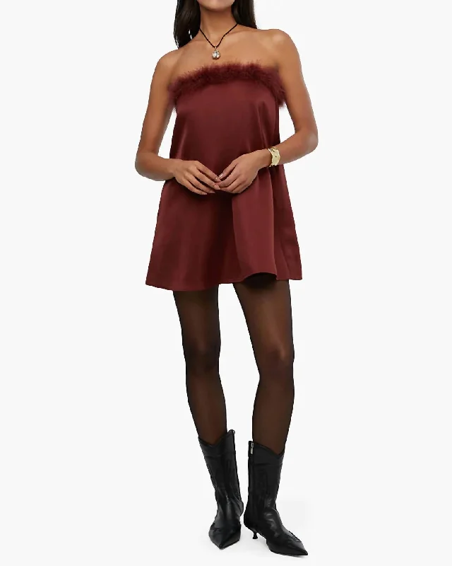 Strapless Mini Dress In Maroon