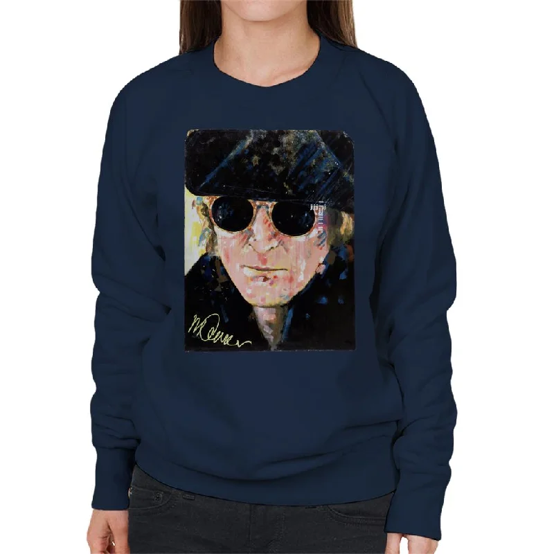 Sidney Maurer Original Portrait Of John Lennon Hat And Sunglasses Women's Sweatshirt