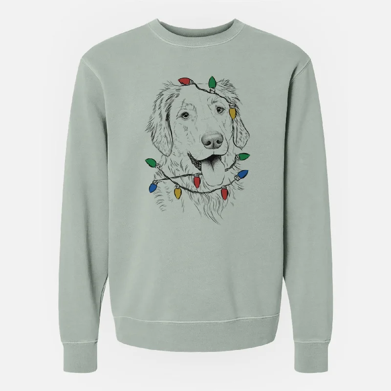 Christmas Lights Semba the Golden Retriever - Unisex Pigment Dyed Crew Sweatshirt