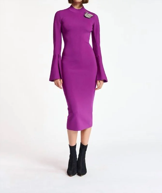 Mid Length Knit Dress In Majestic Purple