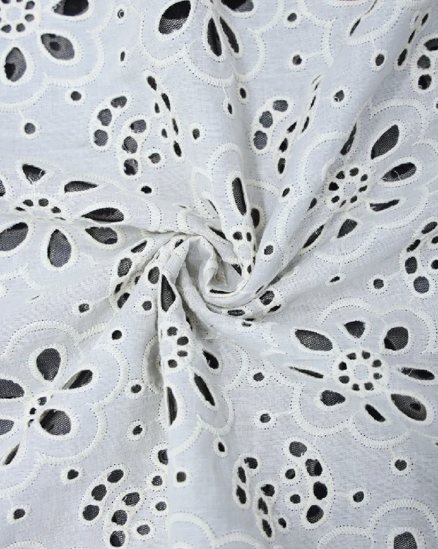 GREIGE COTTON SCHIFFLI EMBROIDERY FABRIC (WIDTH-58 INCHES)