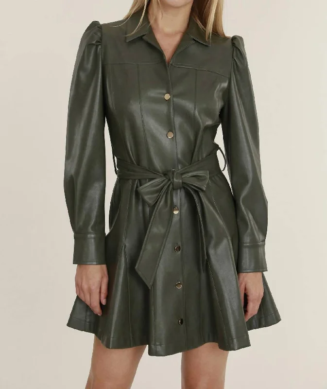 Vegan Belted Dress In Army