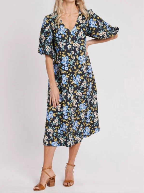 Hyde Park Floral Midi Dress In Multi