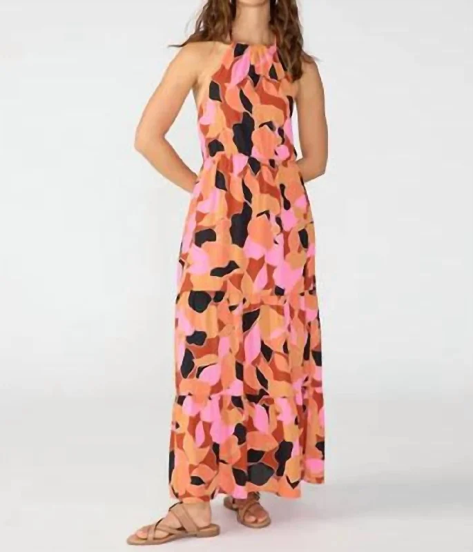 Women's Backless Maxi Dress In Solar Power