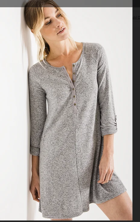 Z SUPPLY  THE MARLED HENLEY DRESS IN HEATHER GREY