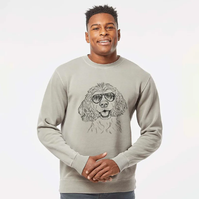 Aviator Cricket the American Cocker Spaniel - Unisex Pigment Dyed Crew Sweatshirt