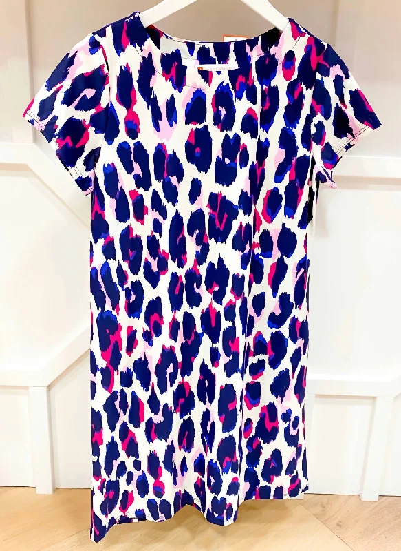 Ella Dress In Large Leopard Navy