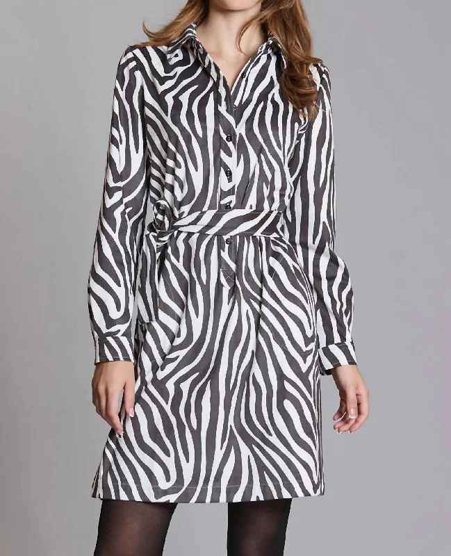 Ziva Faux Suede Dress In Zebra