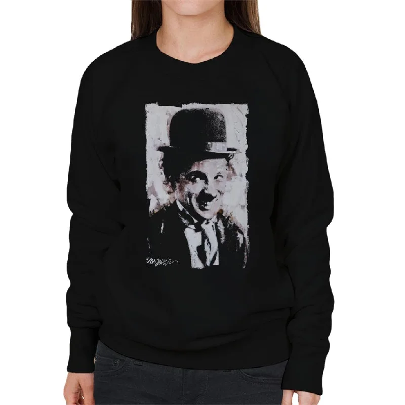 Sidney Maurer Original Portrait Of Charlie Chaplin Smiling Women's Sweatshirt