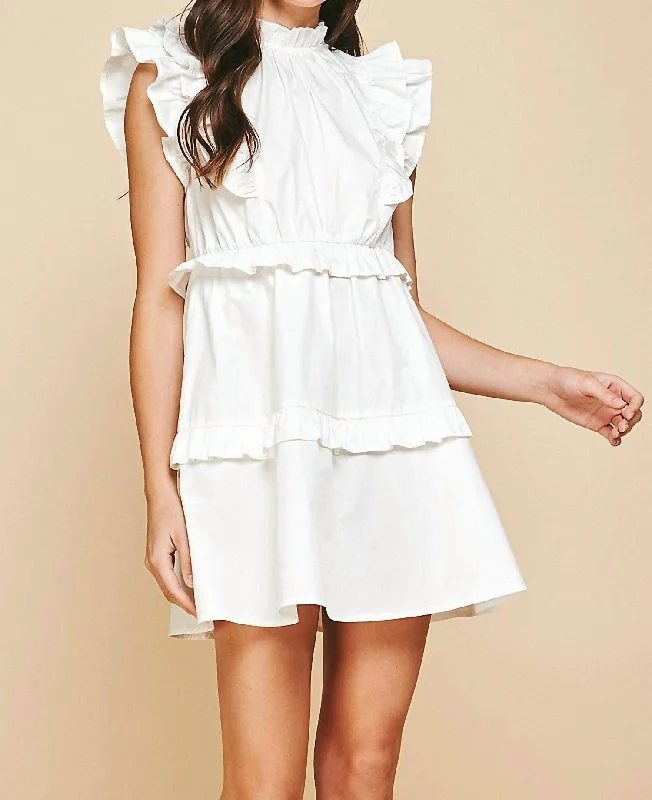 Camila Ruffle Mini Dress In White