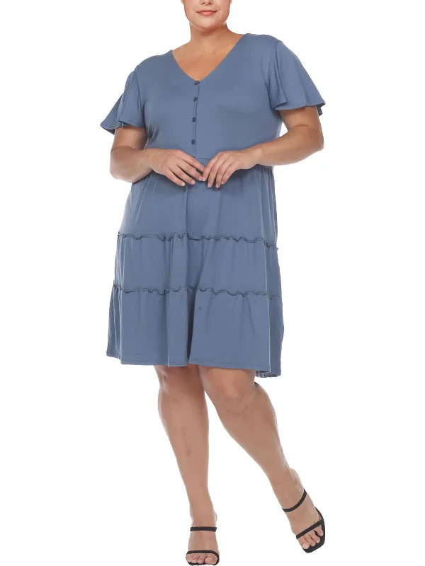 Plus Womens Jersey Knee Length Shift Dress