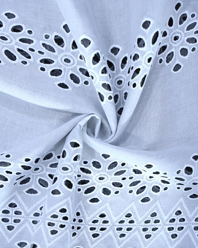 WHITE COTTON SCHIFFLI EMBROIDERY FABRIC (WIDTH: 40-42 INCHES)