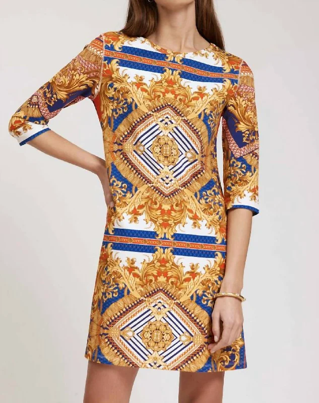 Alexa Scarf Print Dress In Multi