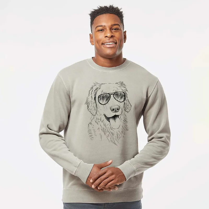 Aviator Semba the Golden Retriever - Unisex Pigment Dyed Crew Sweatshirt