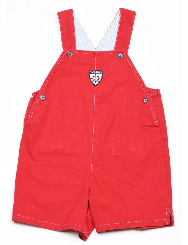 Tommy Hilfiger Red Denim Dungarees - 18-24 MONTHS