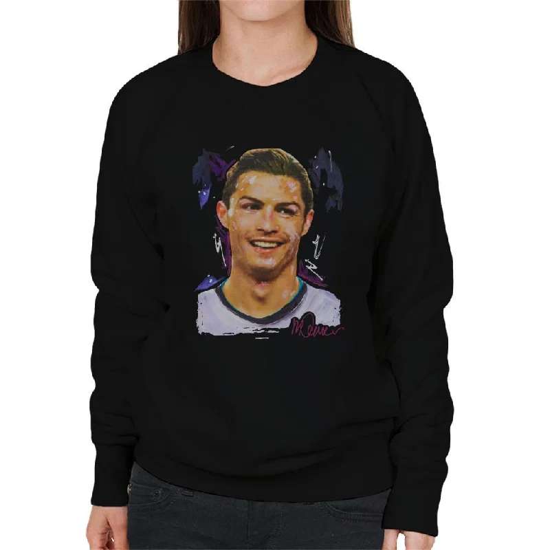 Sidney Maurer Original Portrait Of Cristiano Ronaldo Closeup Women's Sweatshirt