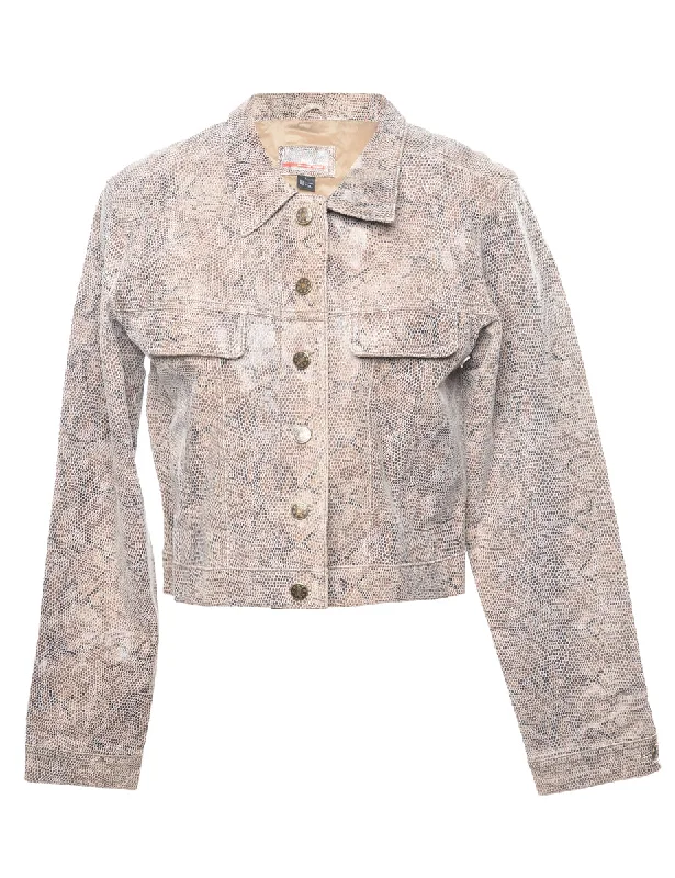 Snakeskin Faux Leather Jacket - L