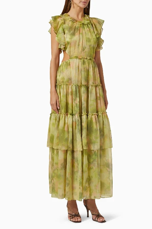 Lana Dress In Green Chiffon