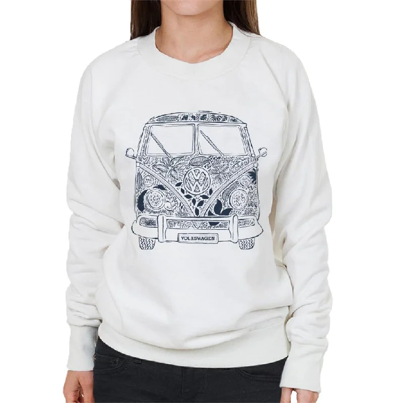 Volkswagen Camper Tropical Flower Print Women's Sweatshirt