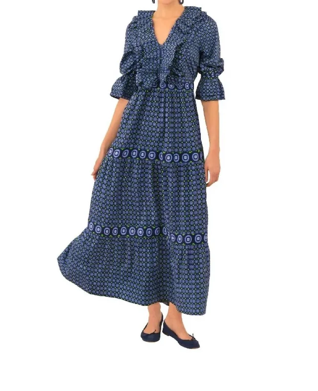 Posh Foulard Maxi Dress In Navy