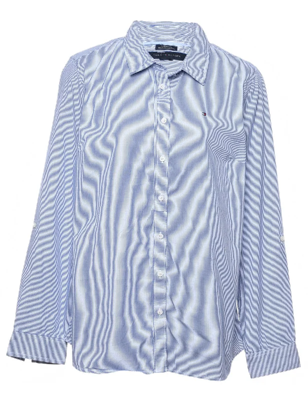 Tommy Hilfiger Blue & White Striped Shirt - L