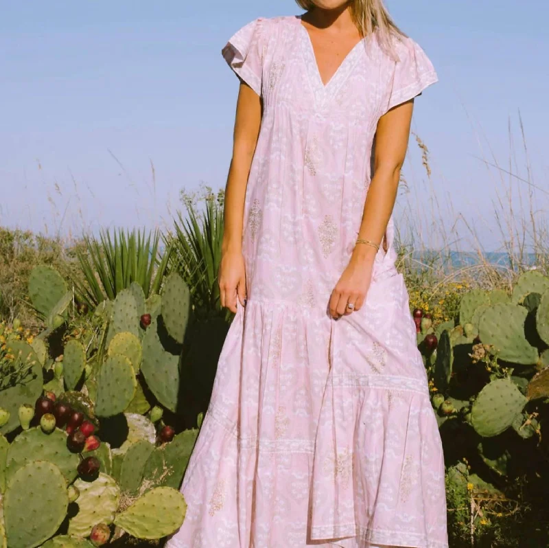 Bailey Maxi Dress In Rev Heart Shell Pink Print