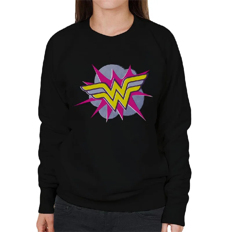 Wonder Woman Pink And Yellow Logo Women's Sweatshirt