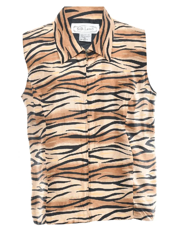 Tiger Print Silk Waistcoat - L