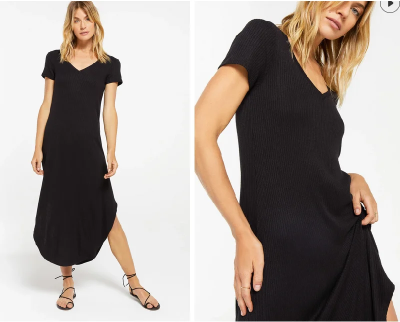 Z SUPPLY Reverie Rib Dress IN BLACK