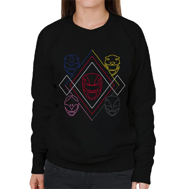 Power Rangers Heads Line Art Women's Sweatshirt