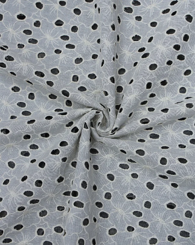 GREIGE COTTON SCHIFFLI EMBROIDERY FABRIC (WIDTH-58 INCHES)