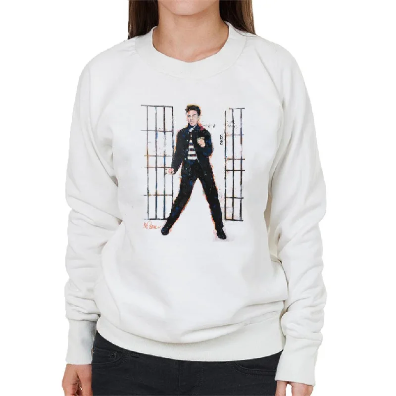 Sidney Maurer Original Portrait Of Elvis Presley Dark Jailhouse Rock Women's Sweatshirt