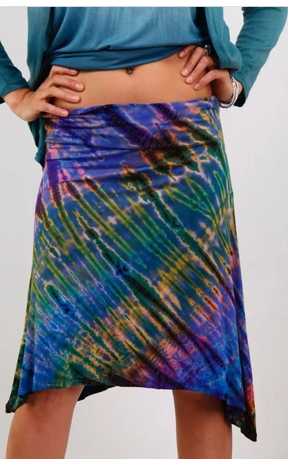 TYE DYE Cotton Spandex Midi Skirt