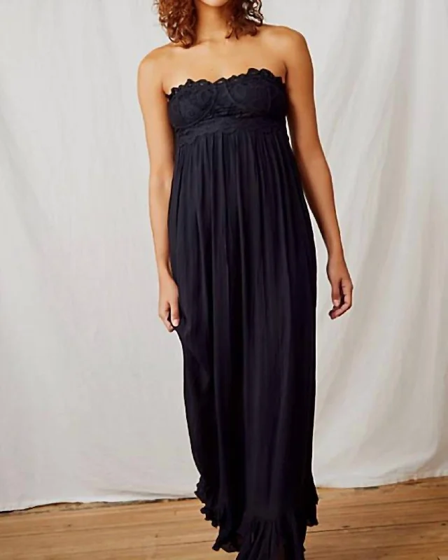 Adella Corset Maxi Dress In Black