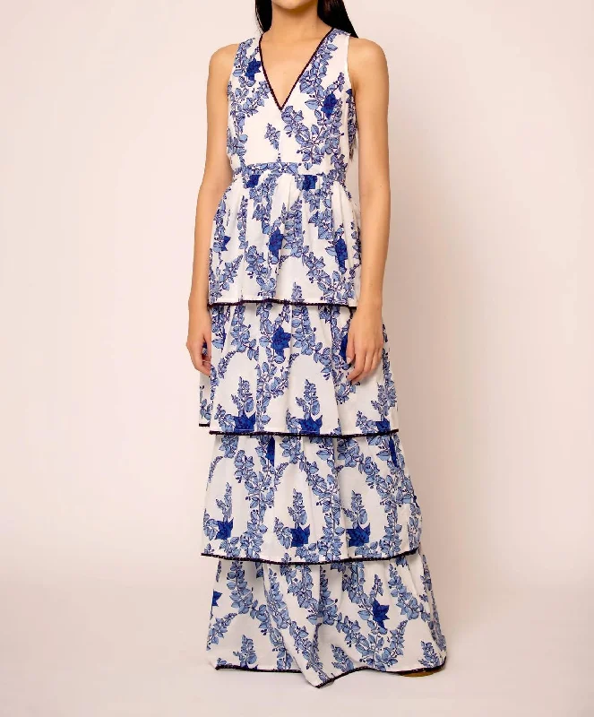 Cecile Dress In Bougainvillea Blue