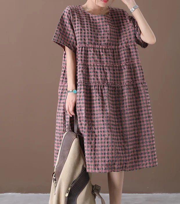 Autumn Women Dresses Casual Cotton Women Dresses Short Sleeve WG97215