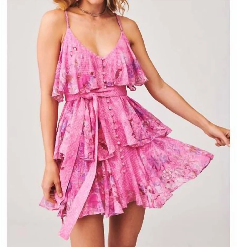 Amal Tie Up Short Dress In Pink