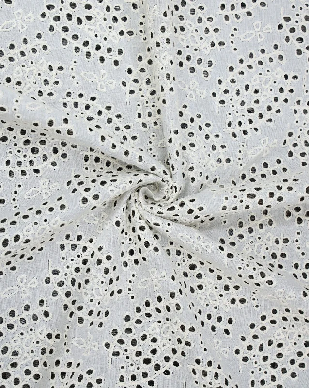 GREIGE COTTON SCHIFFLI EMBROIDERY FABRIC (WIDTH-58 INCHES)