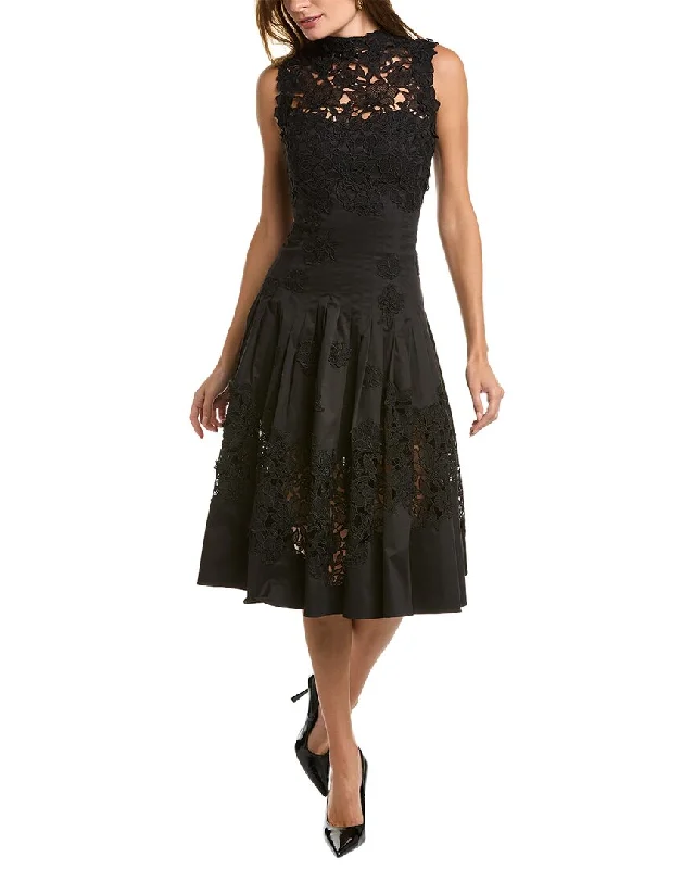 Oscar de la Renta Lace Inset Dress