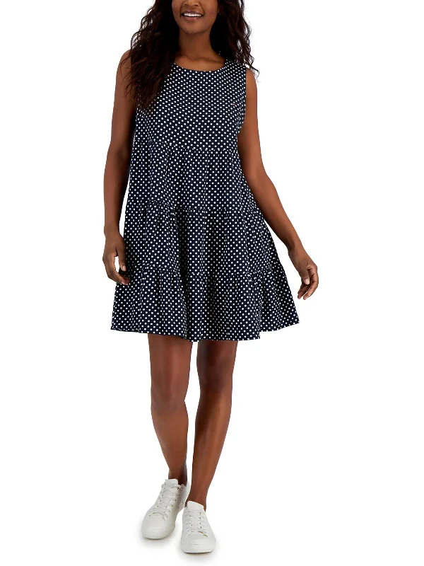 Womens Tiered Mini Shift Dress