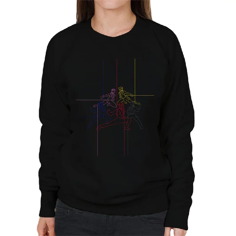 Power Rangers Action Pose Line Art Women's Sweatshirt