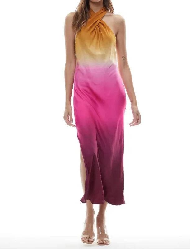 Manhattan Midi Dress In Cabaret Ombre