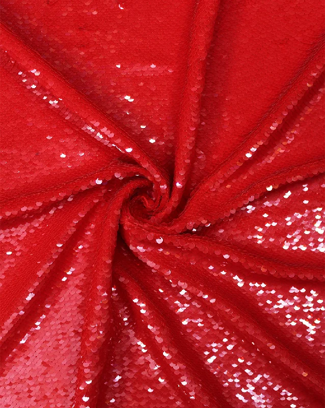 Red Polyester Georgette Sequin Fabric