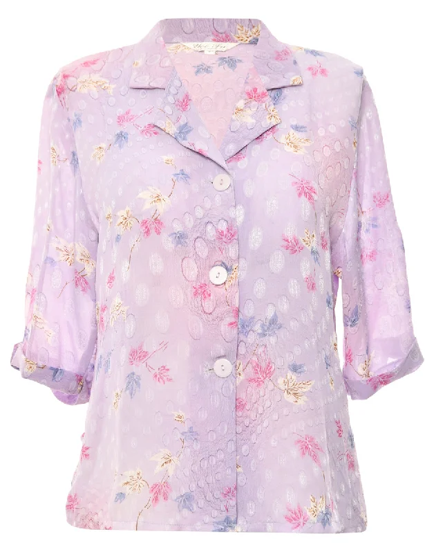 Floral Lilac Sheer Blouse - L