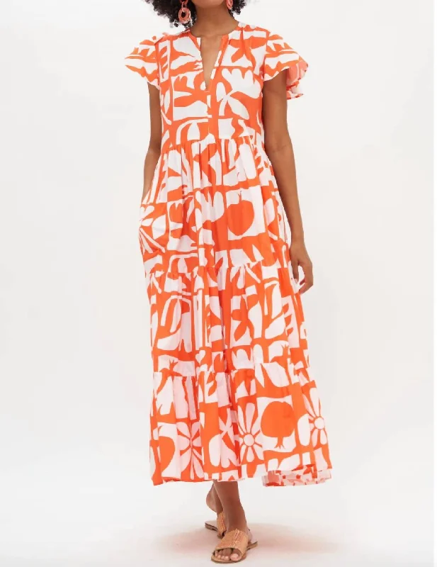 V-Neck Maxi Dress In Orange Twiggy