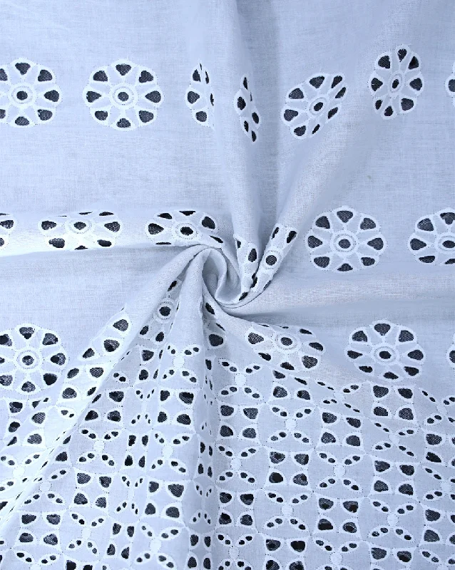 WHITE COTTON SCHIFFLI EMBROIDERY FABRIC (WIDTH:40-42 INCHES)